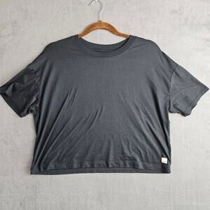 Vuori Black Cropped Boxy Tee Minimal Athleisure Casual Loungwear